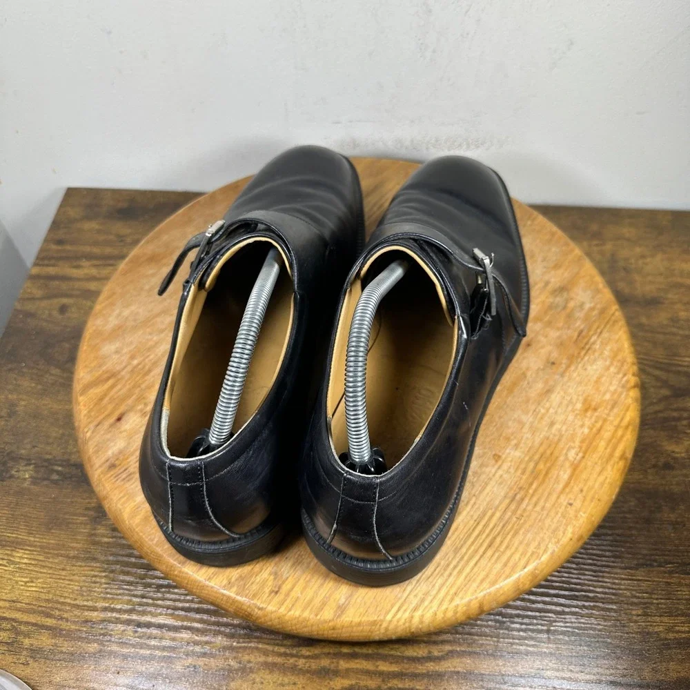 Salvatore Ferragamo Men's Black Leather Monk Strap Dress Shoes Size 10.5 2E